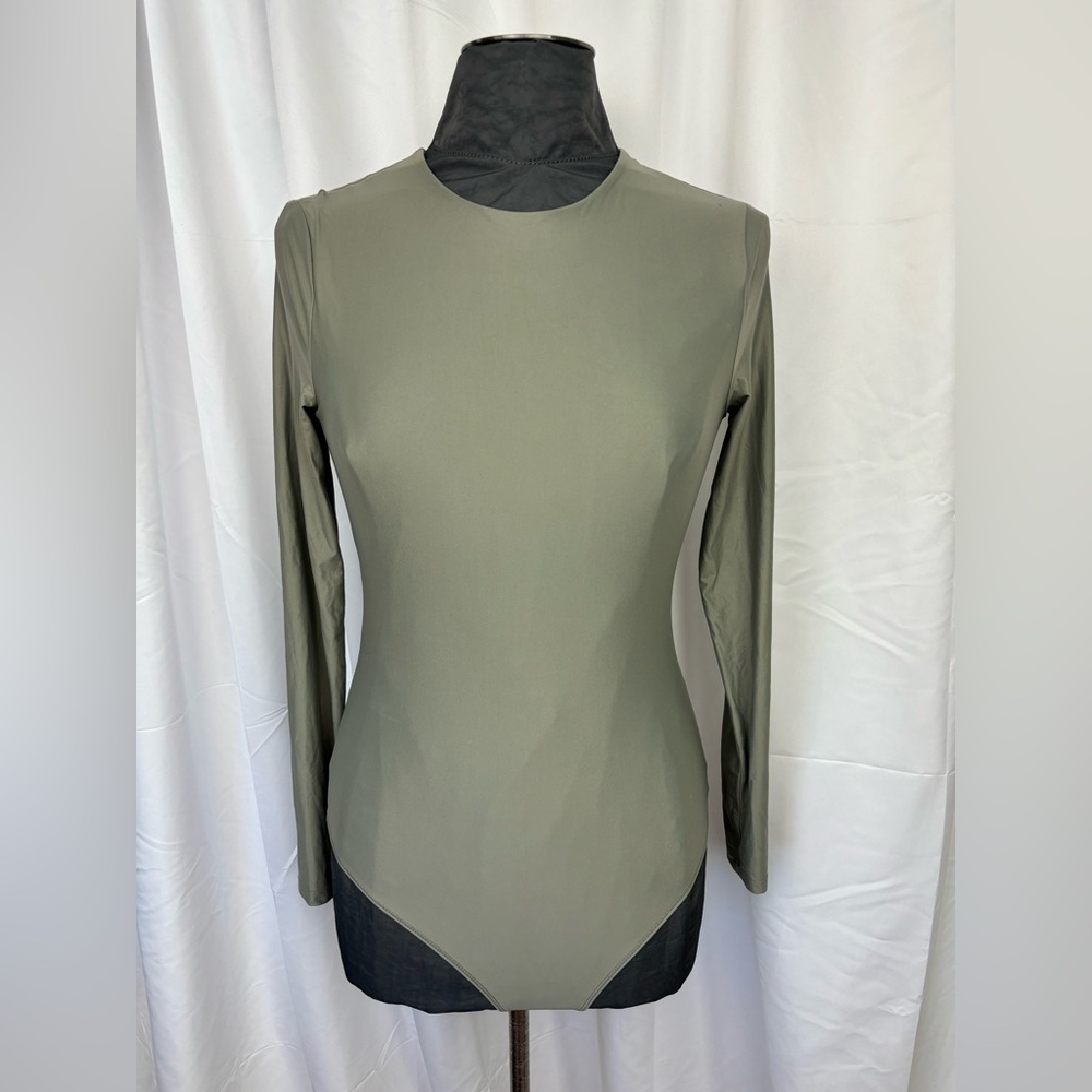 Abercrombie & Fitch Long Sleeved Bodysuit, Green, Size M